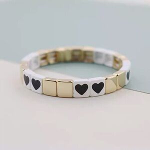 Roxanne Assoulin Watch Band Bracelet Gold White Black heart
